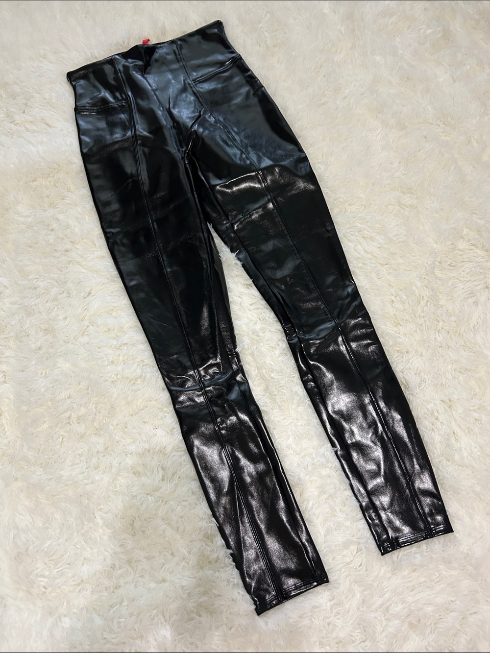 SPANX Shiny Black Faux-Leather Leggings
